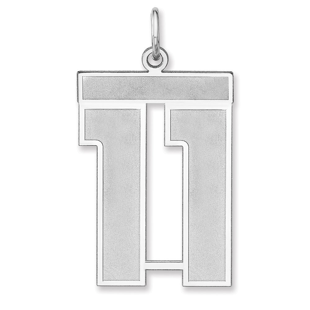 Sterling Silver, Jersey Collection, Extra Large Number 11 Pendant, Item P33459-11 by The Black Bow Jewelry Co.