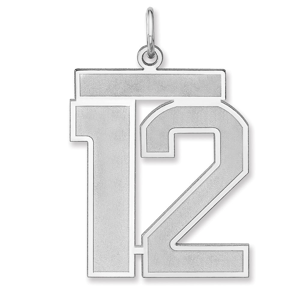Sterling Silver, Jersey Collection, Extra Large Number 12 Pendant, Item P33459-12 by The Black Bow Jewelry Co.
