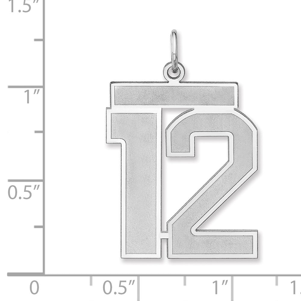 Alternate view of the Sterling Silver, Jersey Collection, Extra Large Number 12 Pendant by The Black Bow Jewelry Co.