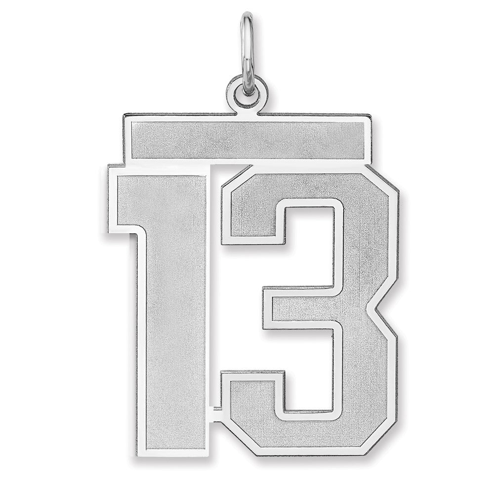 Sterling Silver, Jersey Collection, Extra Large Number 13 Pendant, Item P33459-13 by The Black Bow Jewelry Co.