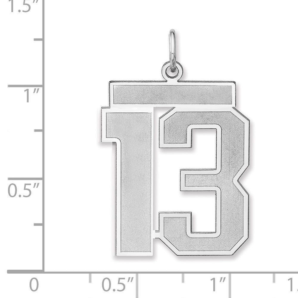 Alternate view of the Sterling Silver, Jersey Collection, Extra Large Number 13 Pendant by The Black Bow Jewelry Co.