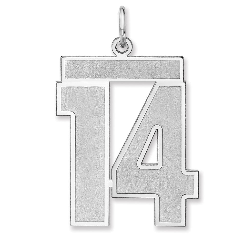 Sterling Silver, Jersey Collection, Extra Large Number 14 Pendant, Item P33459-14 by The Black Bow Jewelry Co.