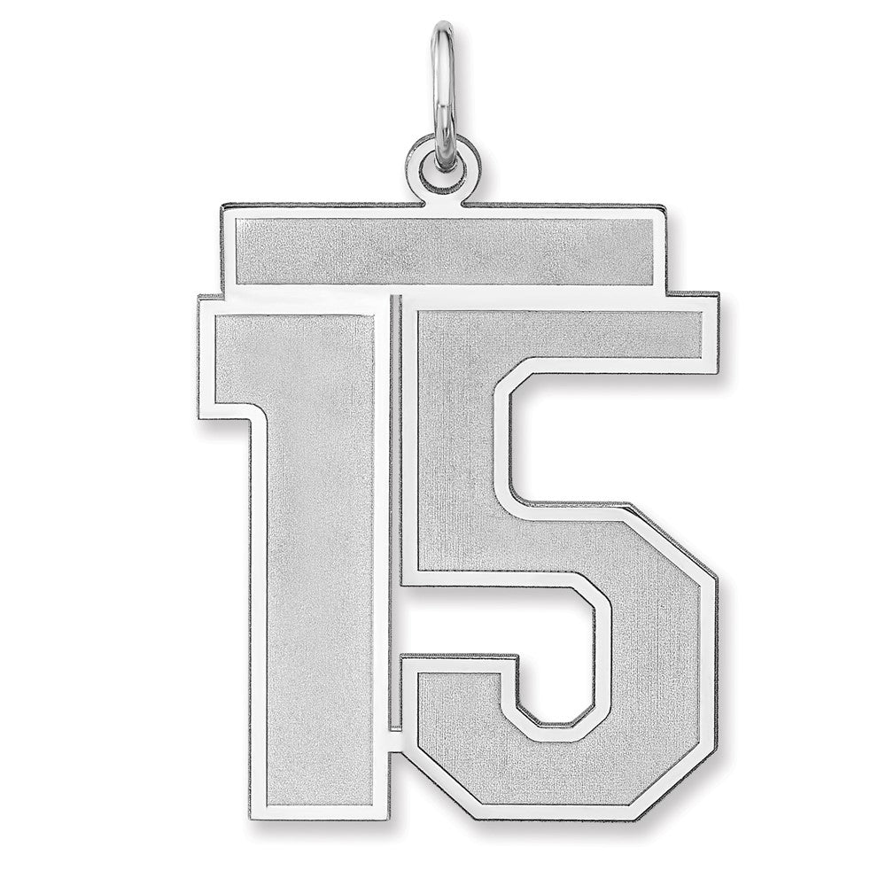 Sterling Silver, Jersey Collection, Extra Large Number 15 Pendant, Item P33459-15 by The Black Bow Jewelry Co.