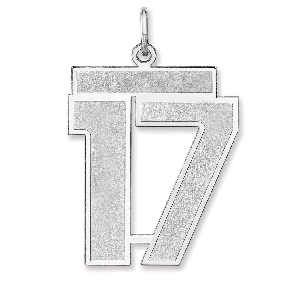 Sterling Silver, Jersey Collection, Extra Large Number 17 Pendant, Item P33459-17 by The Black Bow Jewelry Co.