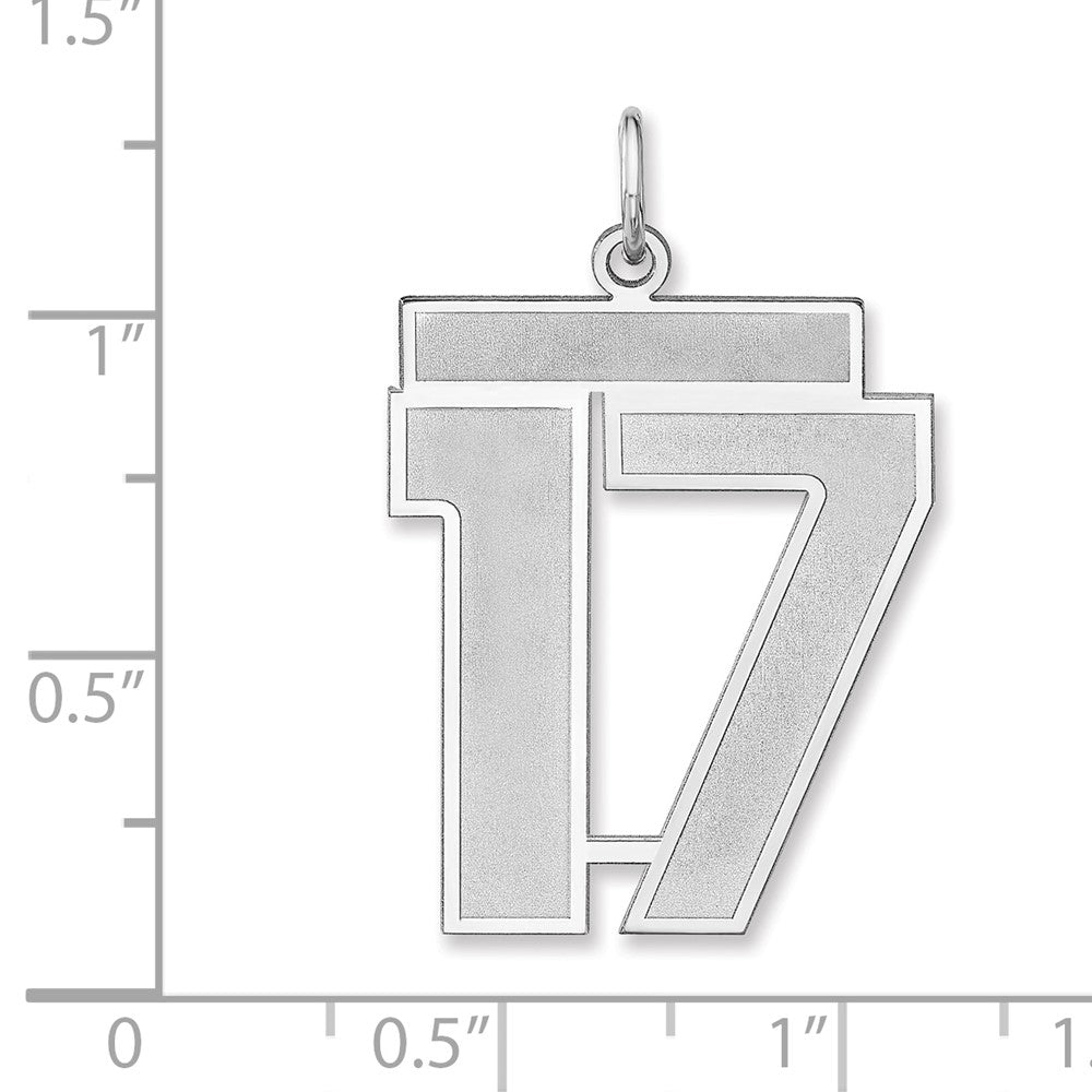 Alternate view of the Sterling Silver, Jersey Collection, Extra Large Number 17 Pendant by The Black Bow Jewelry Co.