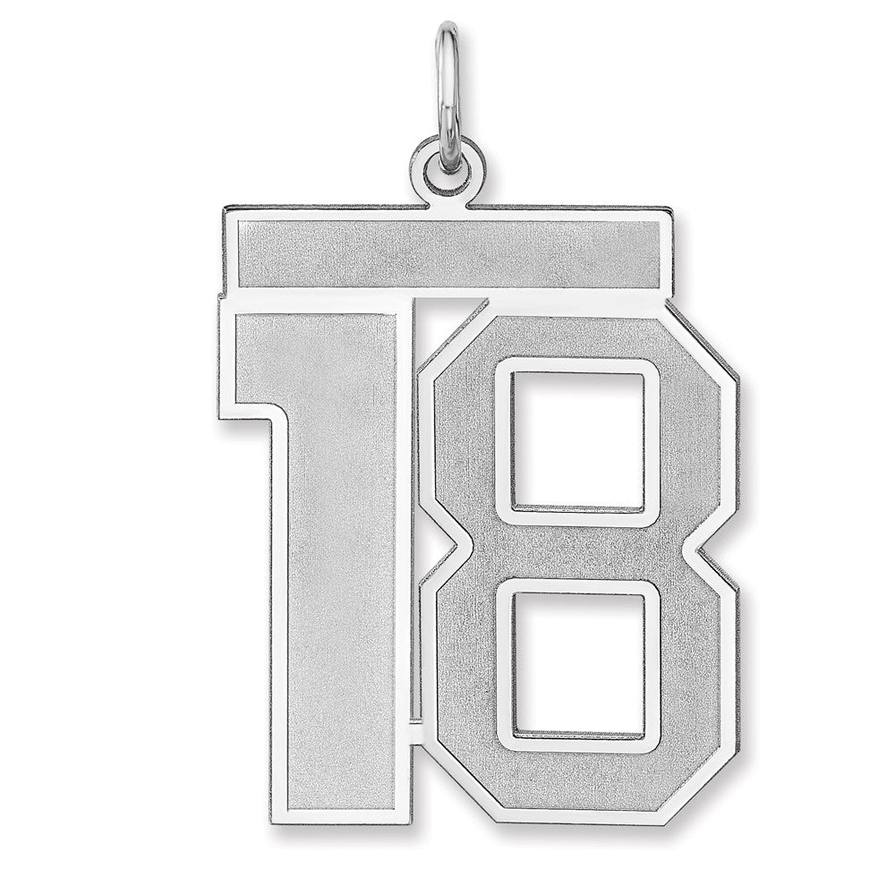 Sterling Silver, Jersey Collection, Extra Large Number 18 Pendant, Item P33459-18 by The Black Bow Jewelry Co.