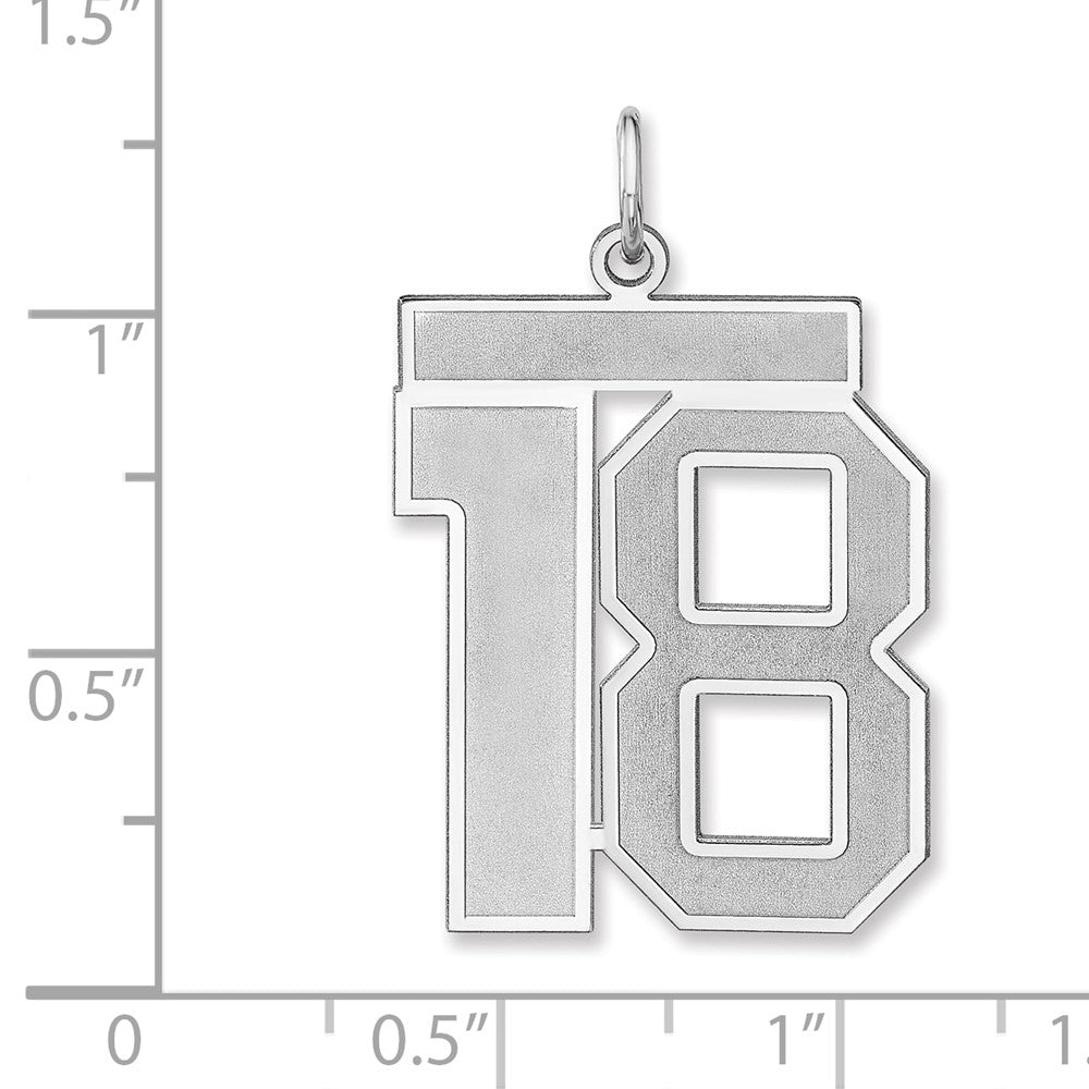 Alternate view of the Sterling Silver, Jersey Collection, Extra Large Number 18 Pendant by The Black Bow Jewelry Co.
