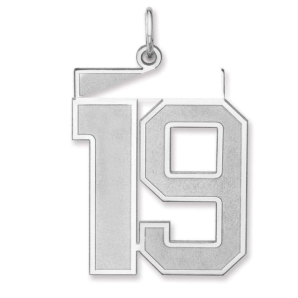 Sterling Silver, Jersey Collection, Extra Large Number 19 Pendant, Item P33459-19 by The Black Bow Jewelry Co.