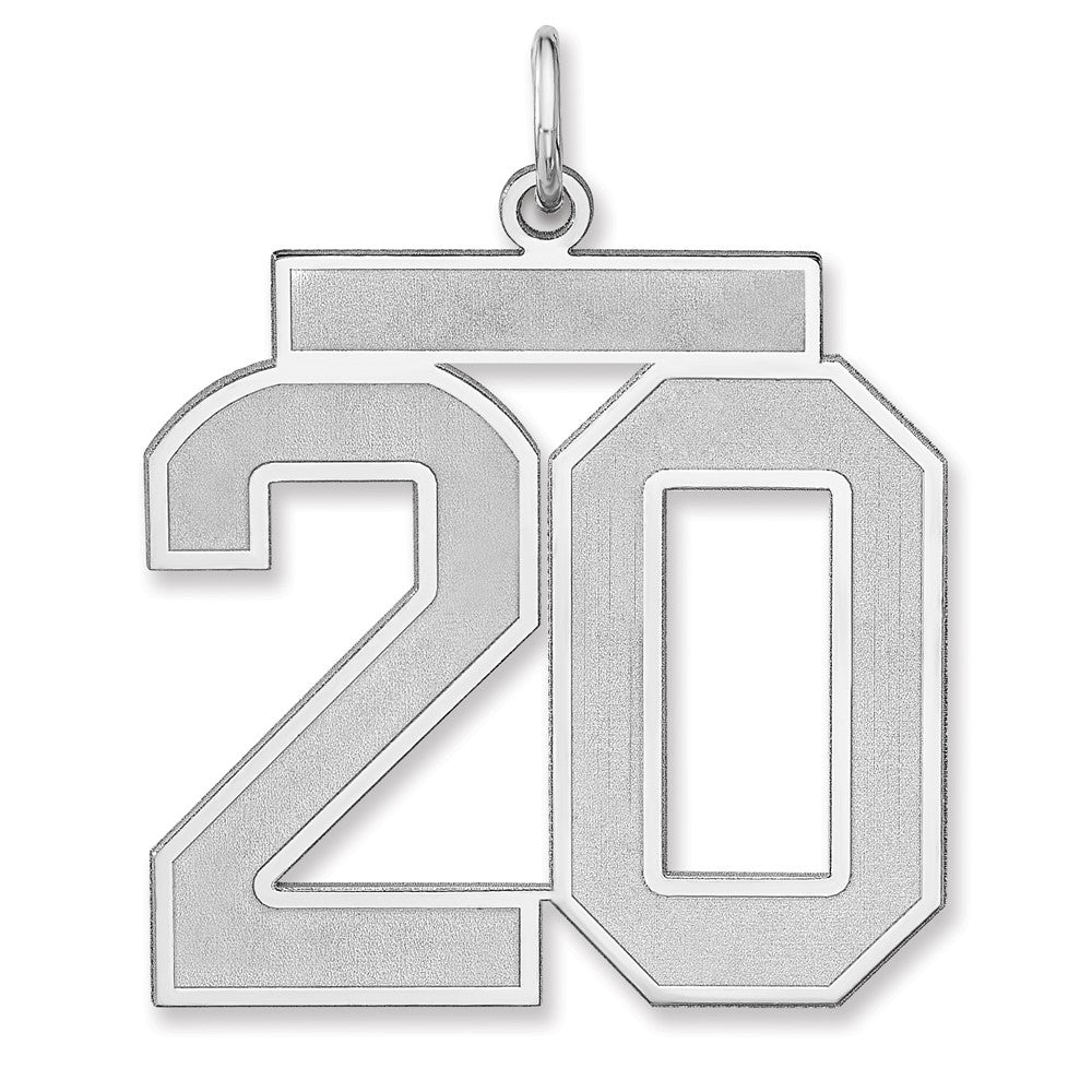 Sterling Silver, Jersey Collection, Extra Large Number 20 Pendant, Item P33459-20 by The Black Bow Jewelry Co.