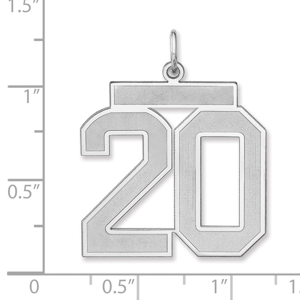Alternate view of the Sterling Silver, Jersey Collection, Extra Large Number 20 Pendant by The Black Bow Jewelry Co.