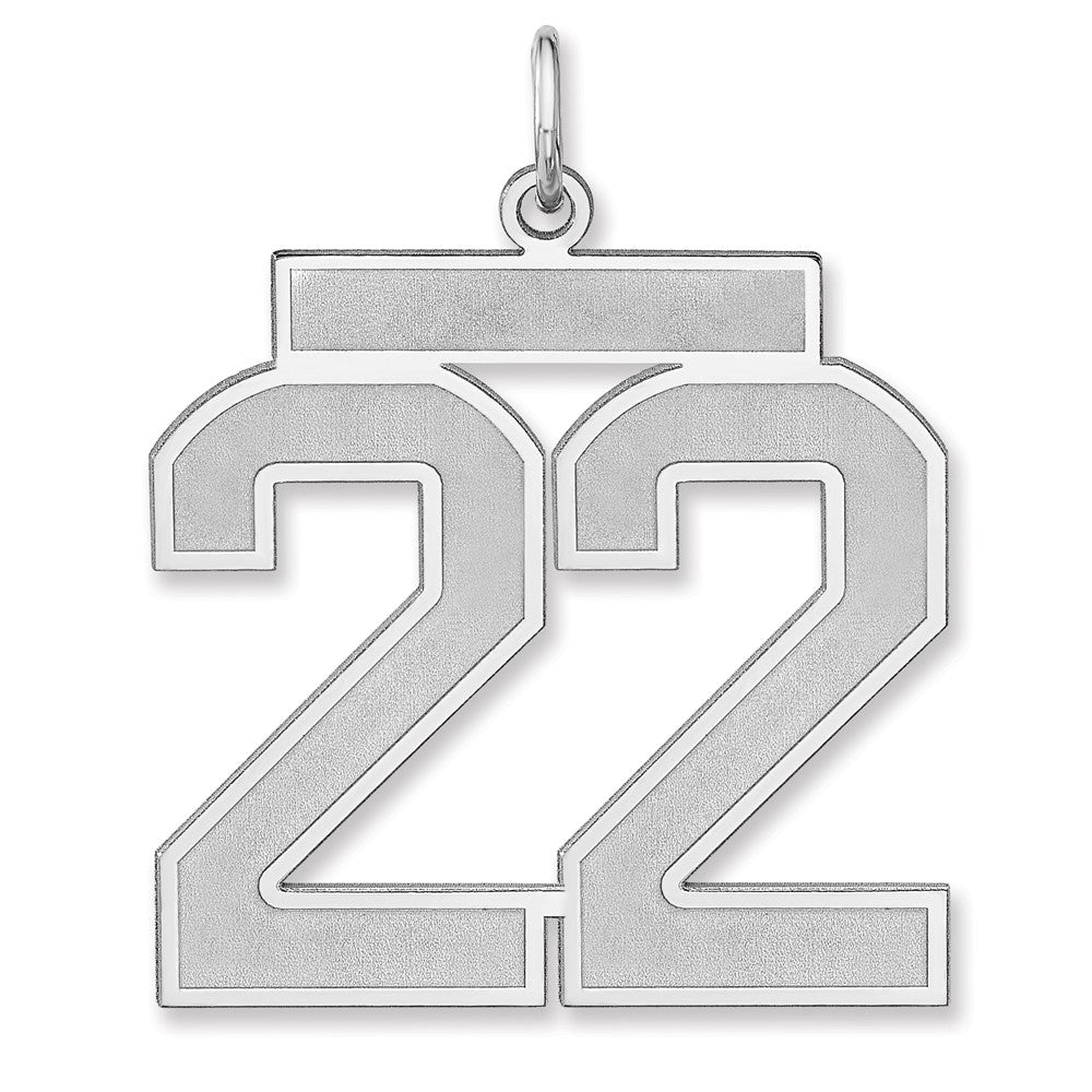 Sterling Silver, Jersey Collection, Extra Large Number 22 Pendant, Item P33459-22 by The Black Bow Jewelry Co.