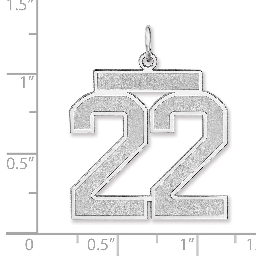 Alternate view of the Sterling Silver, Jersey Collection, Extra Large Number 22 Pendant by The Black Bow Jewelry Co.