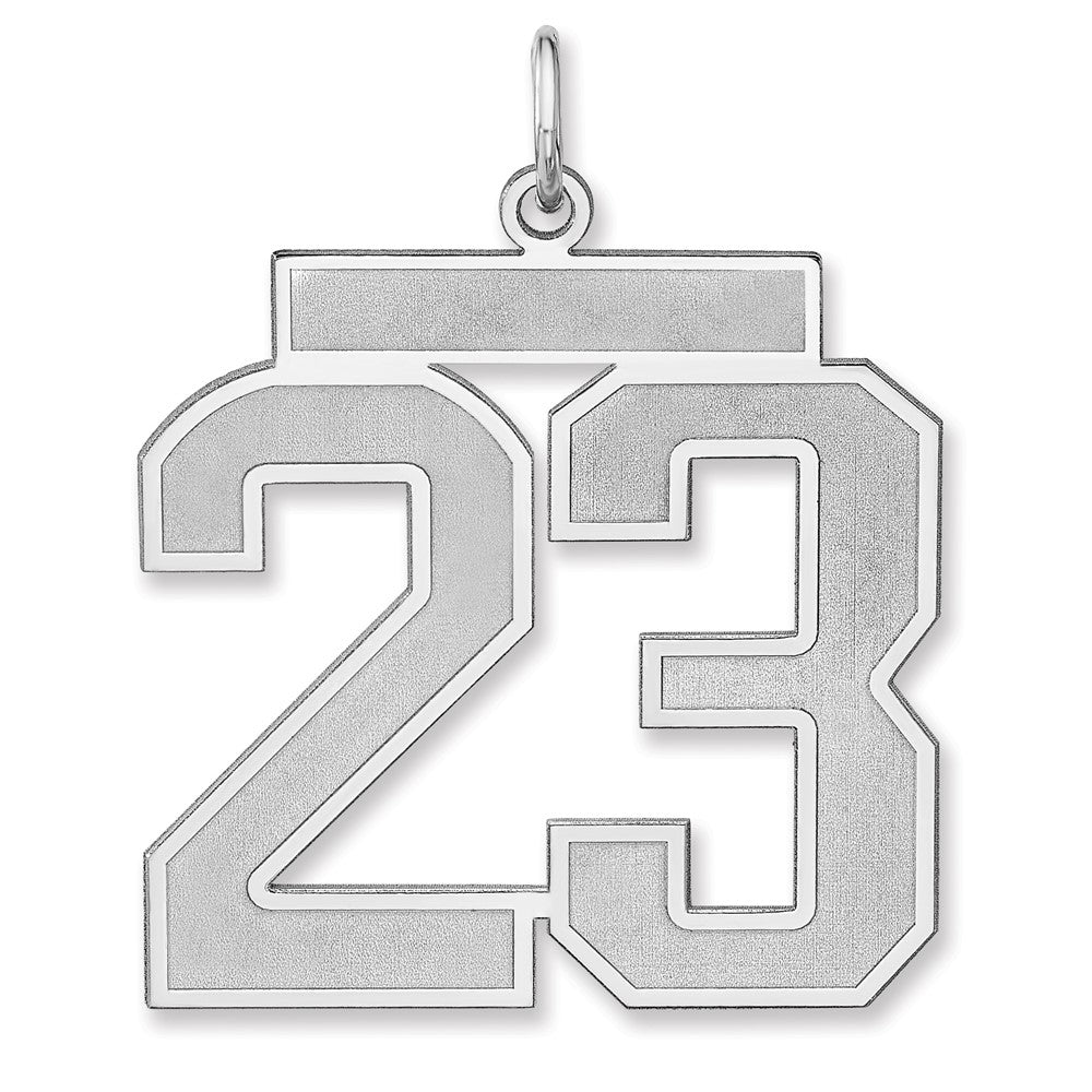 Sterling Silver, Jersey Collection, Extra Large Number 23 Pendant, Item P33459-23 by The Black Bow Jewelry Co.
