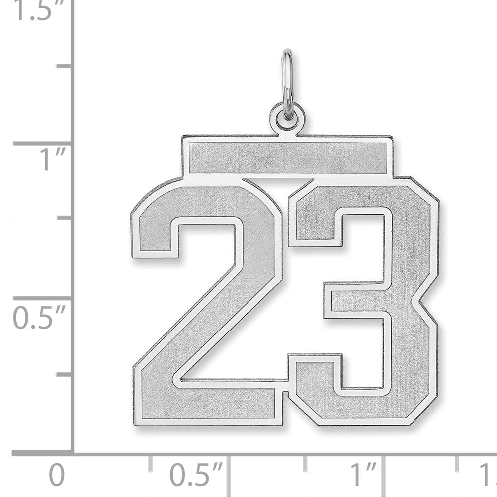 Alternate view of the Sterling Silver, Jersey Collection, Extra Large Number 23 Pendant by The Black Bow Jewelry Co.