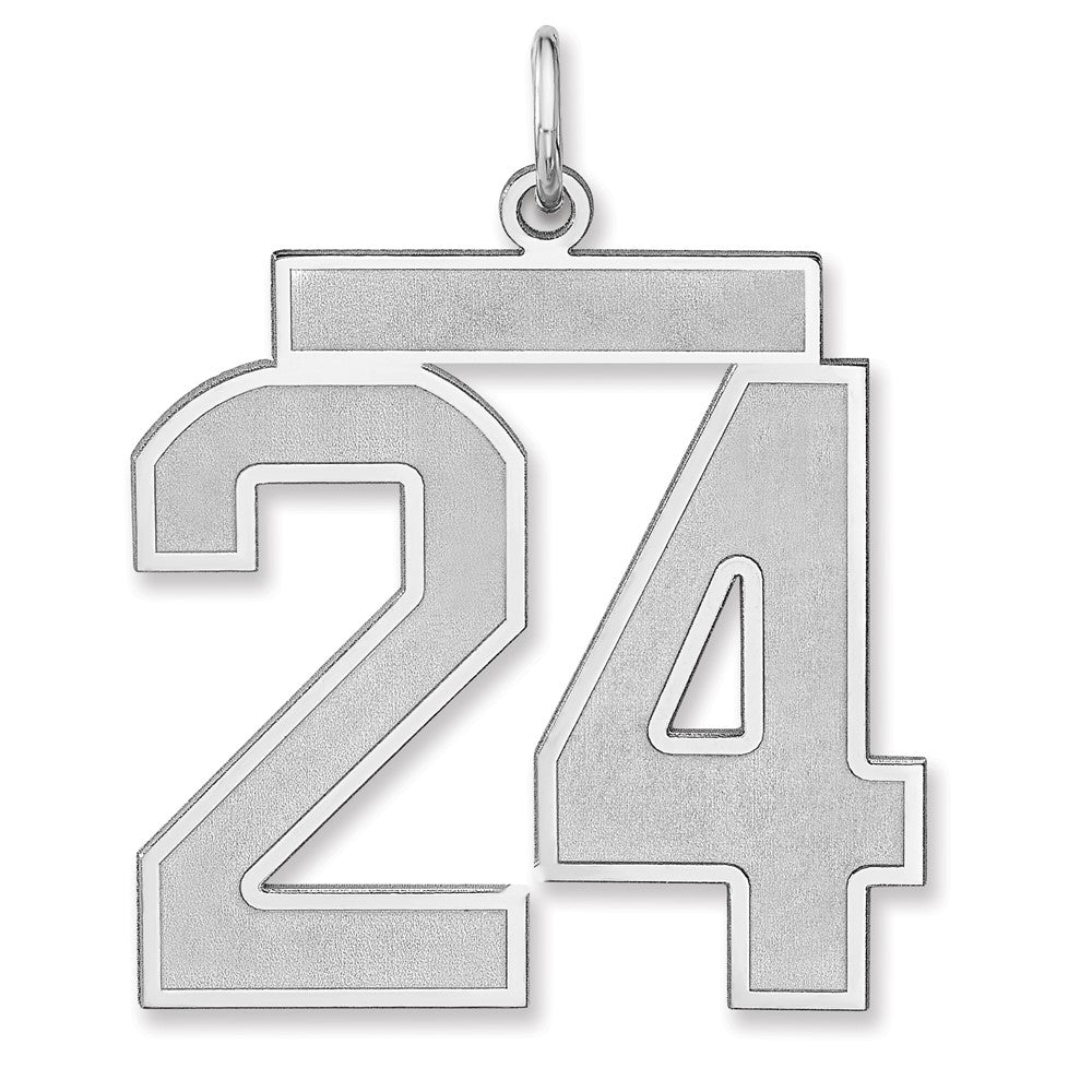 Sterling Silver, Jersey Collection, Extra Large Number 24 Pendant, Item P33459-24 by The Black Bow Jewelry Co.
