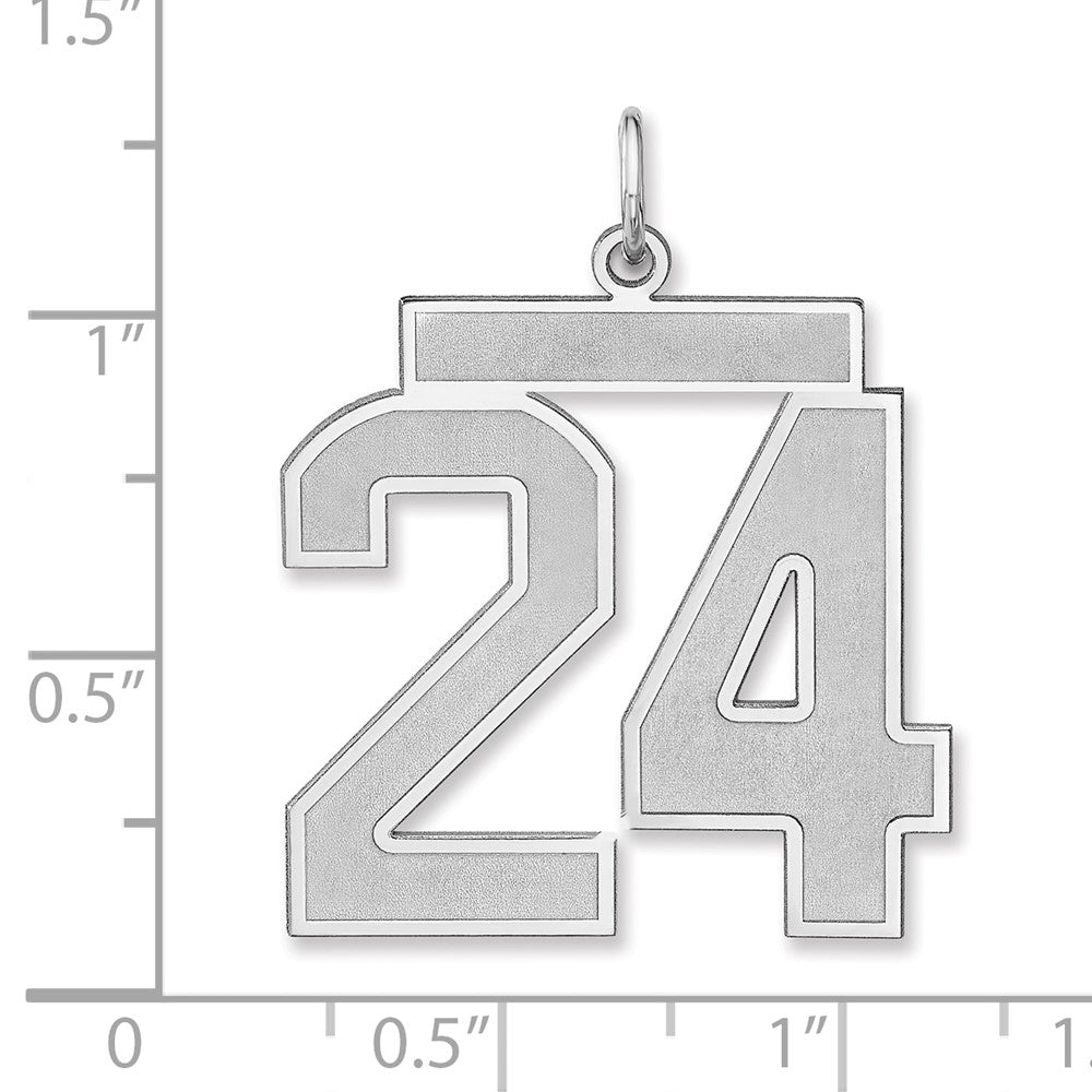 Alternate view of the Sterling Silver, Jersey Collection, Extra Large Number 24 Pendant by The Black Bow Jewelry Co.