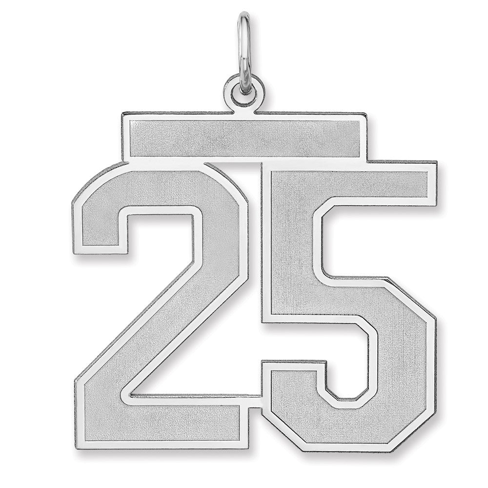 Sterling Silver, Jersey Collection, Extra Large Number 25 Pendant, Item P33459-25 by The Black Bow Jewelry Co.