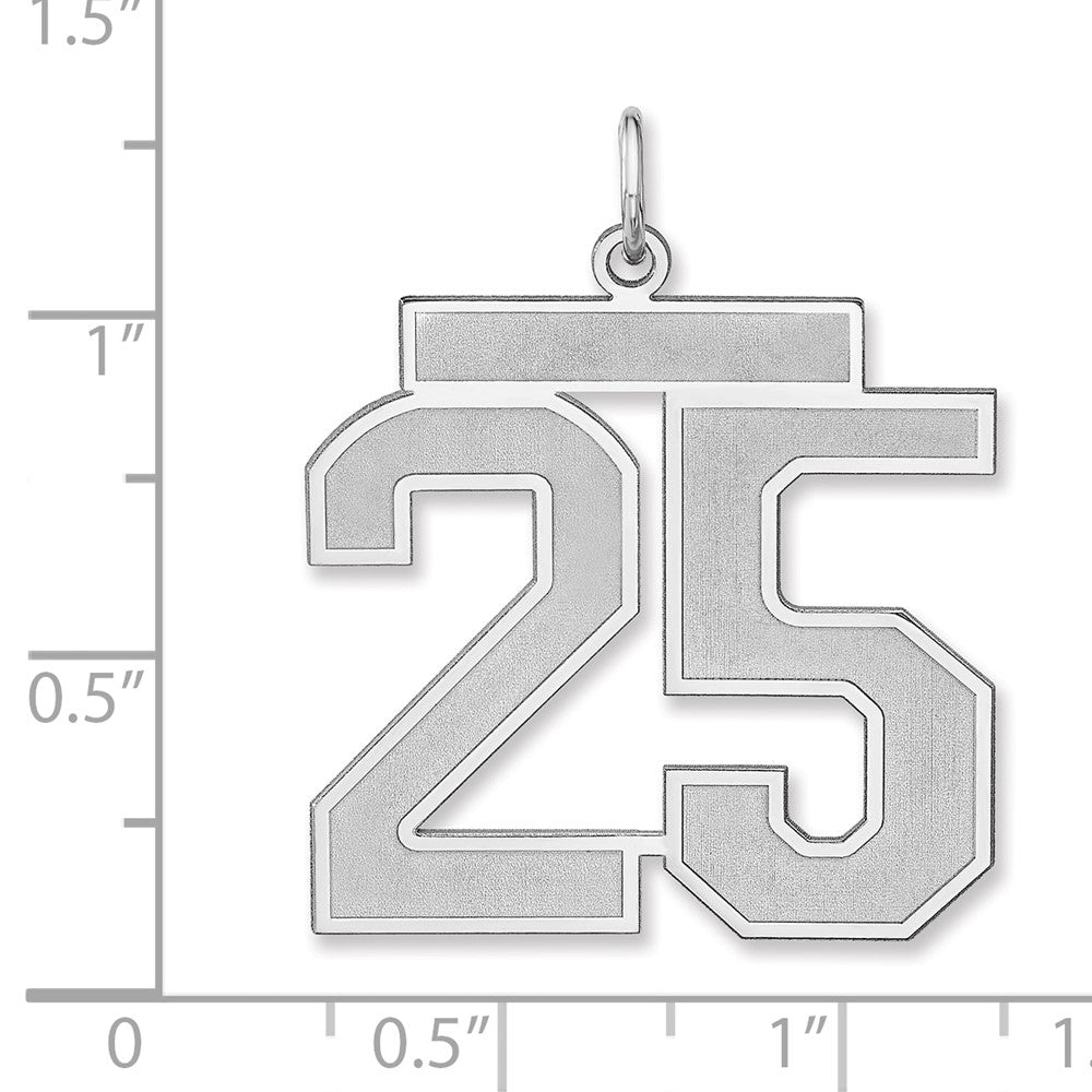 Alternate view of the Sterling Silver, Jersey Collection, Extra Large Number 25 Pendant by The Black Bow Jewelry Co.