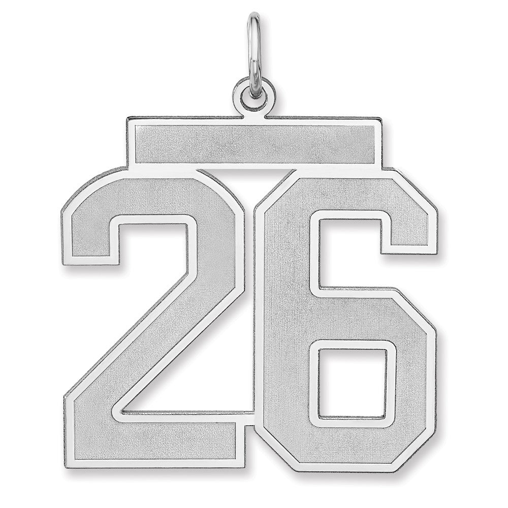 Sterling Silver, Jersey Collection, Extra Large Number 26 Pendant, Item P33459-26 by The Black Bow Jewelry Co.