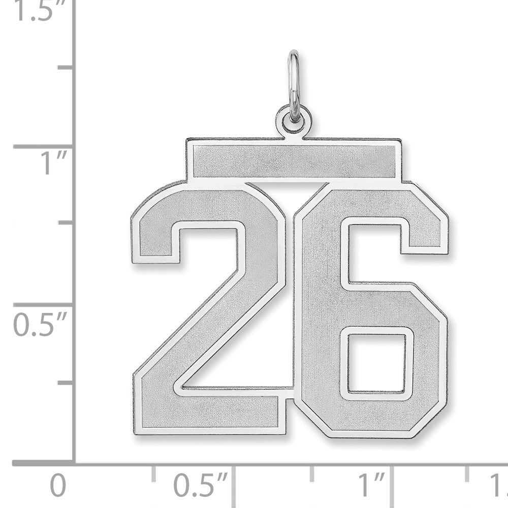 Alternate view of the Sterling Silver, Jersey Collection, Extra Large Number 26 Pendant by The Black Bow Jewelry Co.
