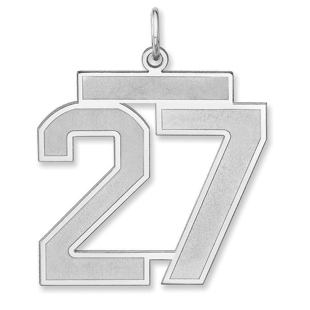 Sterling Silver, Jersey Collection, Extra Large Number 27 Pendant, Item P33459-27 by The Black Bow Jewelry Co.