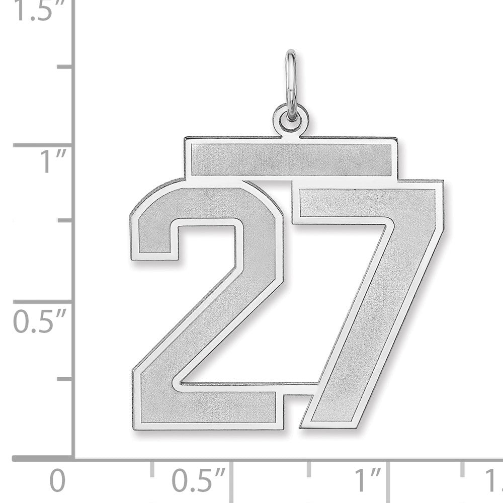 Alternate view of the Sterling Silver, Jersey Collection, Extra Large Number 27 Pendant by The Black Bow Jewelry Co.