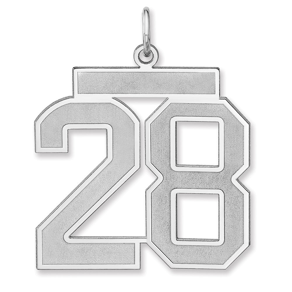 Sterling Silver, Jersey Collection, Extra Large Number 28 Pendant, Item P33459-28 by The Black Bow Jewelry Co.