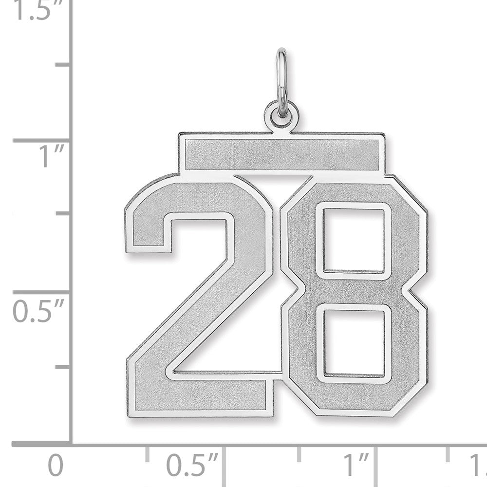 Alternate view of the Sterling Silver, Jersey Collection, Extra Large Number 28 Pendant by The Black Bow Jewelry Co.