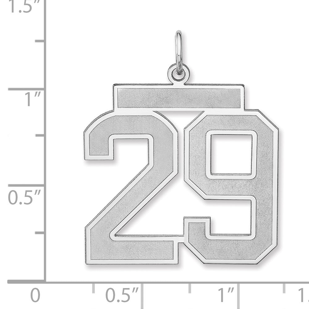 Alternate view of the Sterling Silver, Jersey Collection, Extra Large Number 29 Pendant by The Black Bow Jewelry Co.