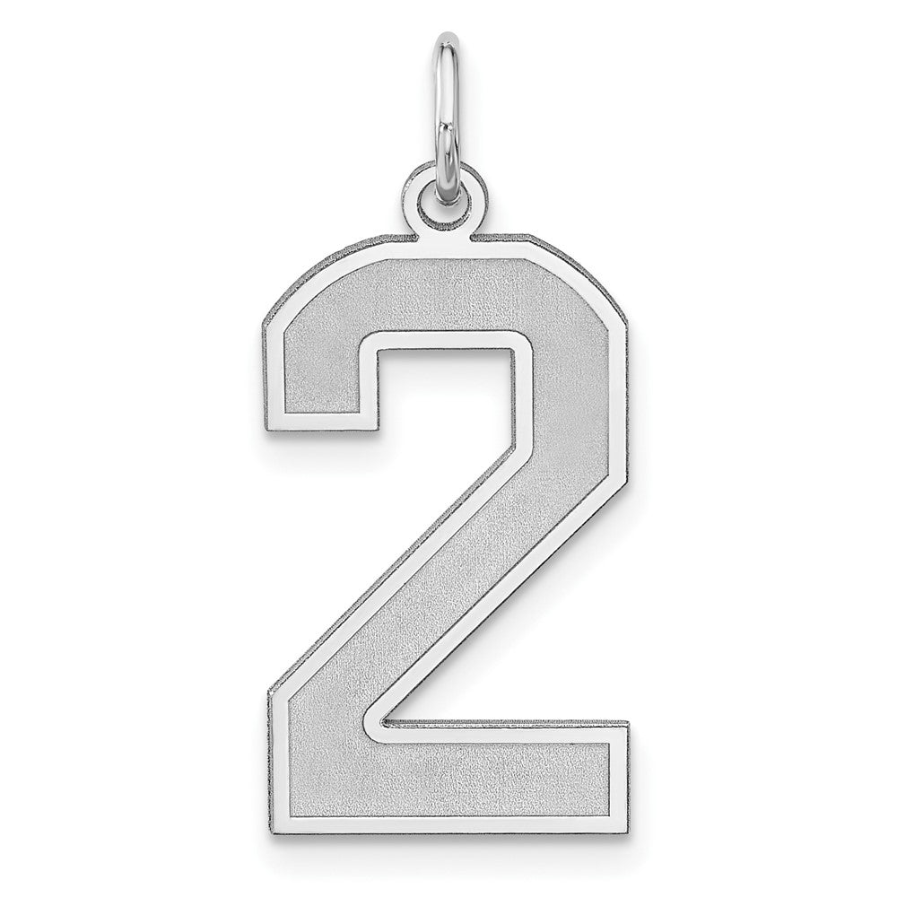 Sterling Silver, Jersey Collection, Extra Large Number 2 Pendant, Item P33459-2 by The Black Bow Jewelry Co.