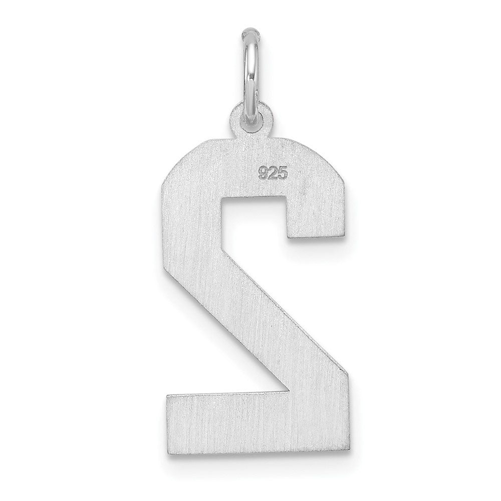 Alternate view of the Sterling Silver, Jersey Collection, Extra Large Number 2 Pendant by The Black Bow Jewelry Co.