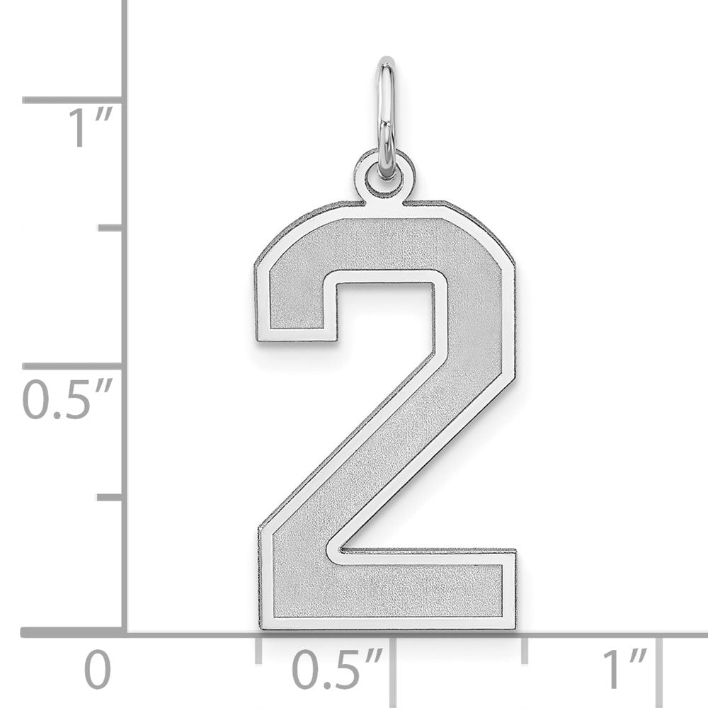 Alternate view of the Sterling Silver, Jersey Collection, Extra Large Number 2 Pendant by The Black Bow Jewelry Co.