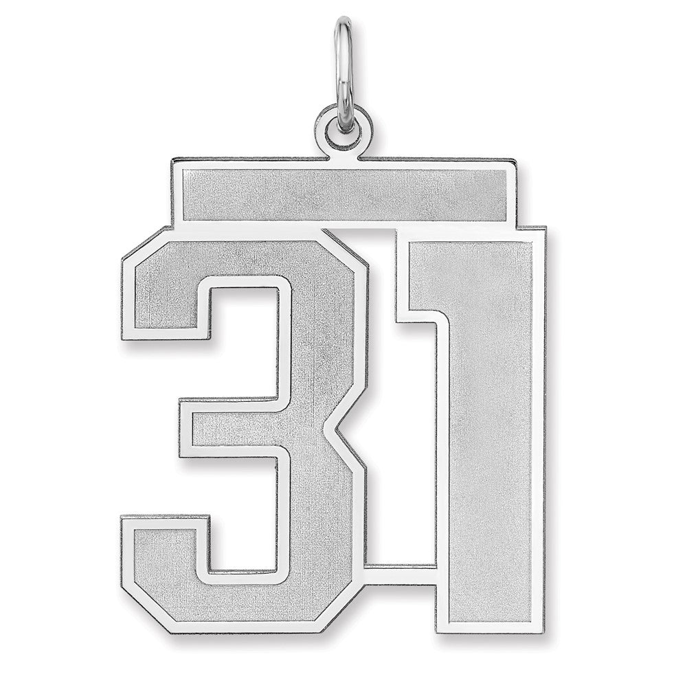 Sterling Silver, Jersey Collection, Extra Large Number 31 Pendant, Item P33459-31 by The Black Bow Jewelry Co.