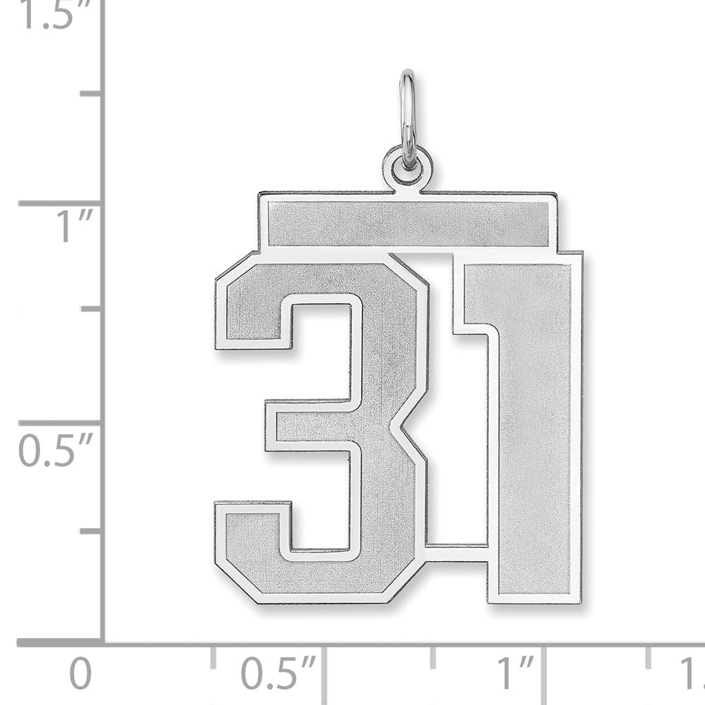 Alternate view of the Sterling Silver, Jersey Collection, Extra Large Number 31 Pendant by The Black Bow Jewelry Co.