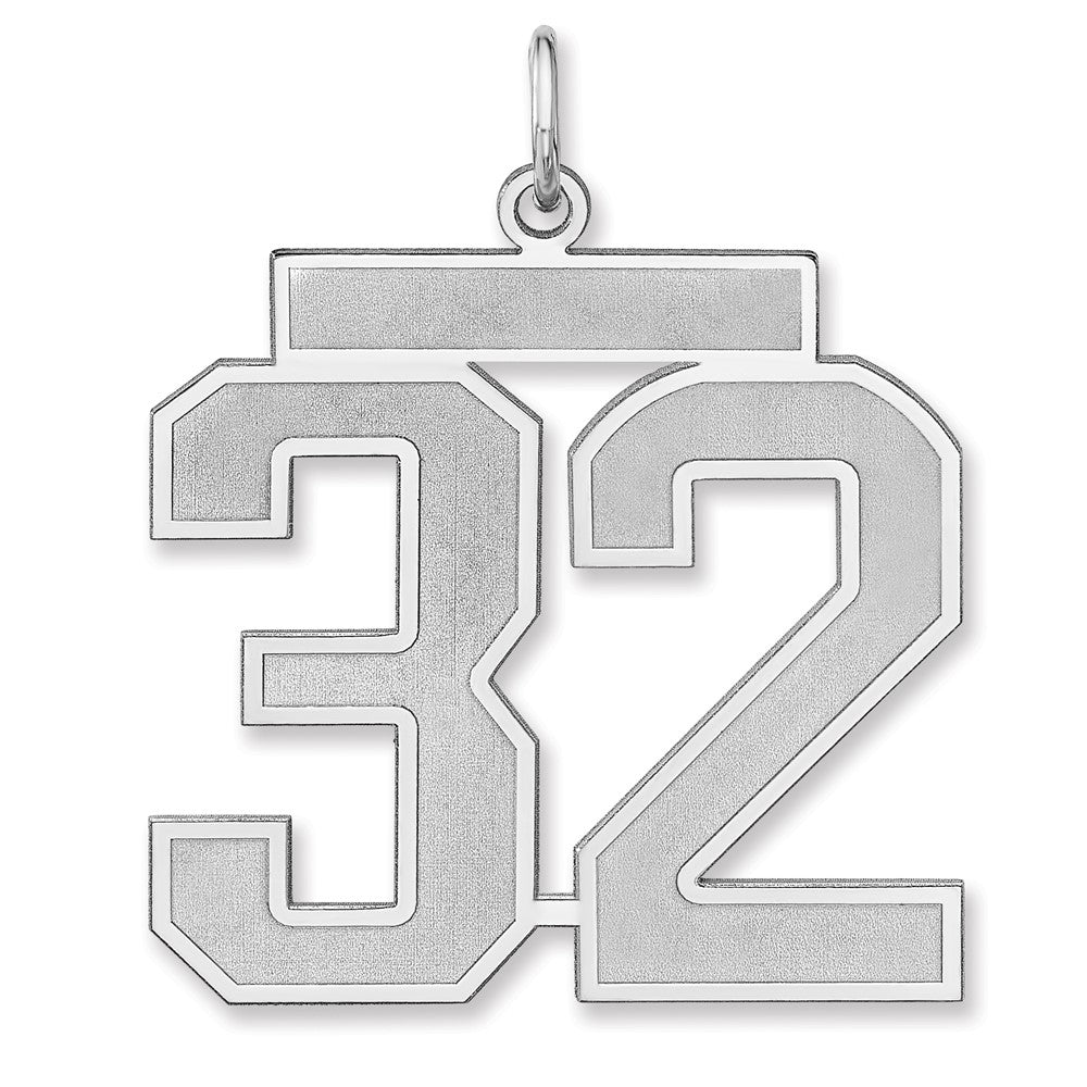 Sterling Silver, Jersey Collection, Extra Large Number 32 Pendant, Item P33459-32 by The Black Bow Jewelry Co.