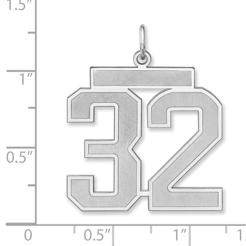 Alternate view of the Sterling Silver, Jersey Collection, Extra Large Number 32 Pendant by The Black Bow Jewelry Co.