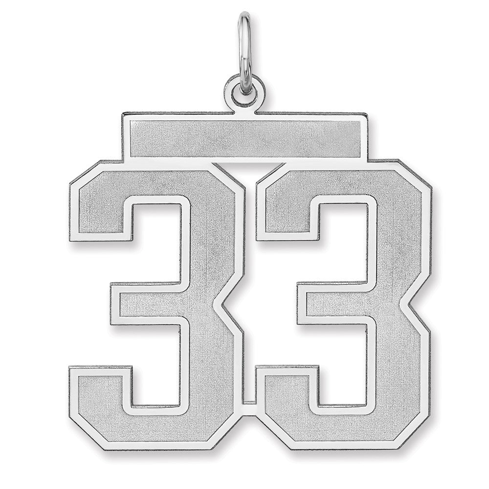 Sterling Silver, Jersey Collection, Extra Large Number 33 Pendant, Item P33459-33 by The Black Bow Jewelry Co.