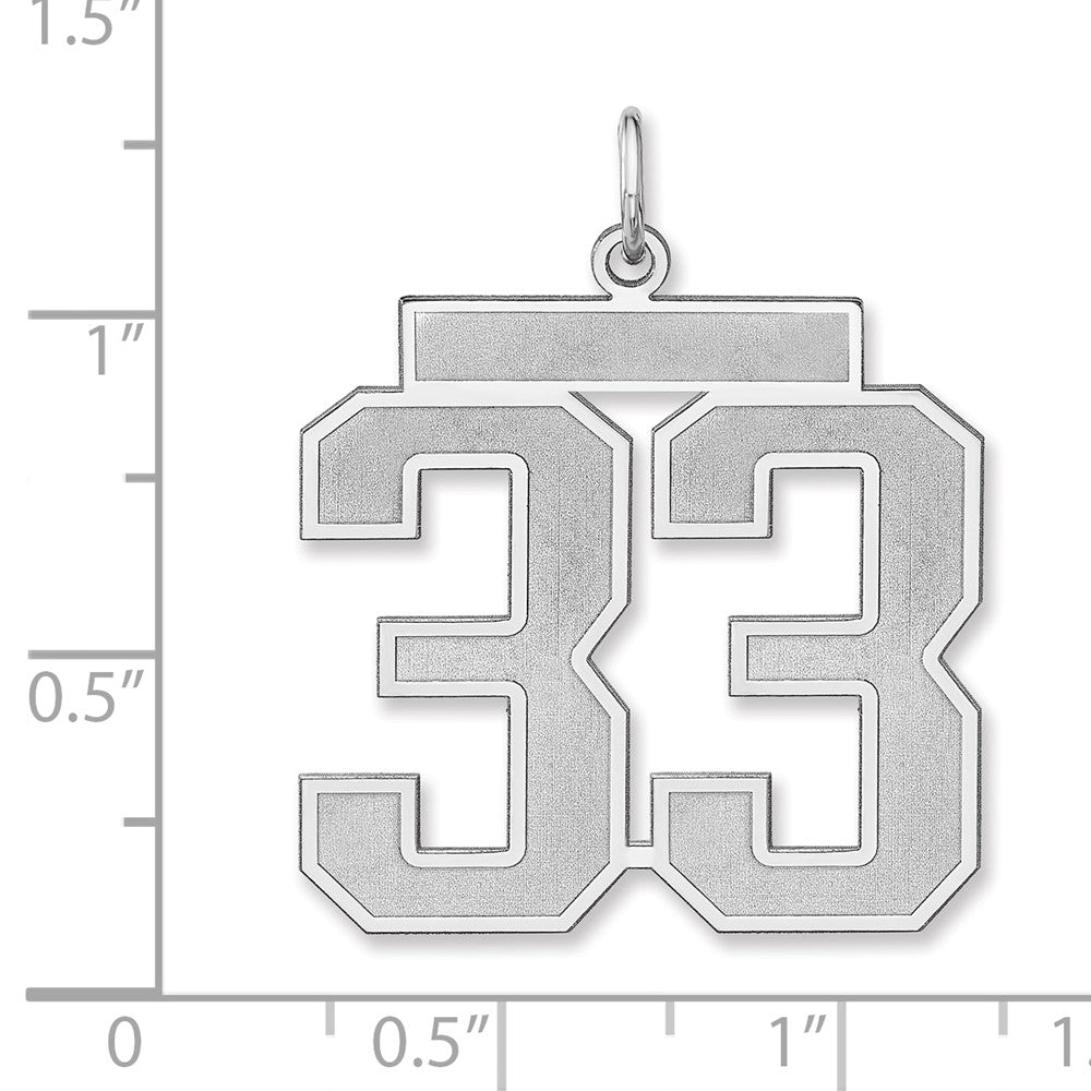 Alternate view of the Sterling Silver, Jersey Collection, Extra Large Number 33 Pendant by The Black Bow Jewelry Co.