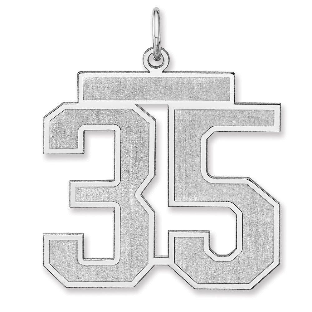 Sterling Silver, Jersey Collection, Extra Large Number 35 Pendant, Item P33459-35 by The Black Bow Jewelry Co.