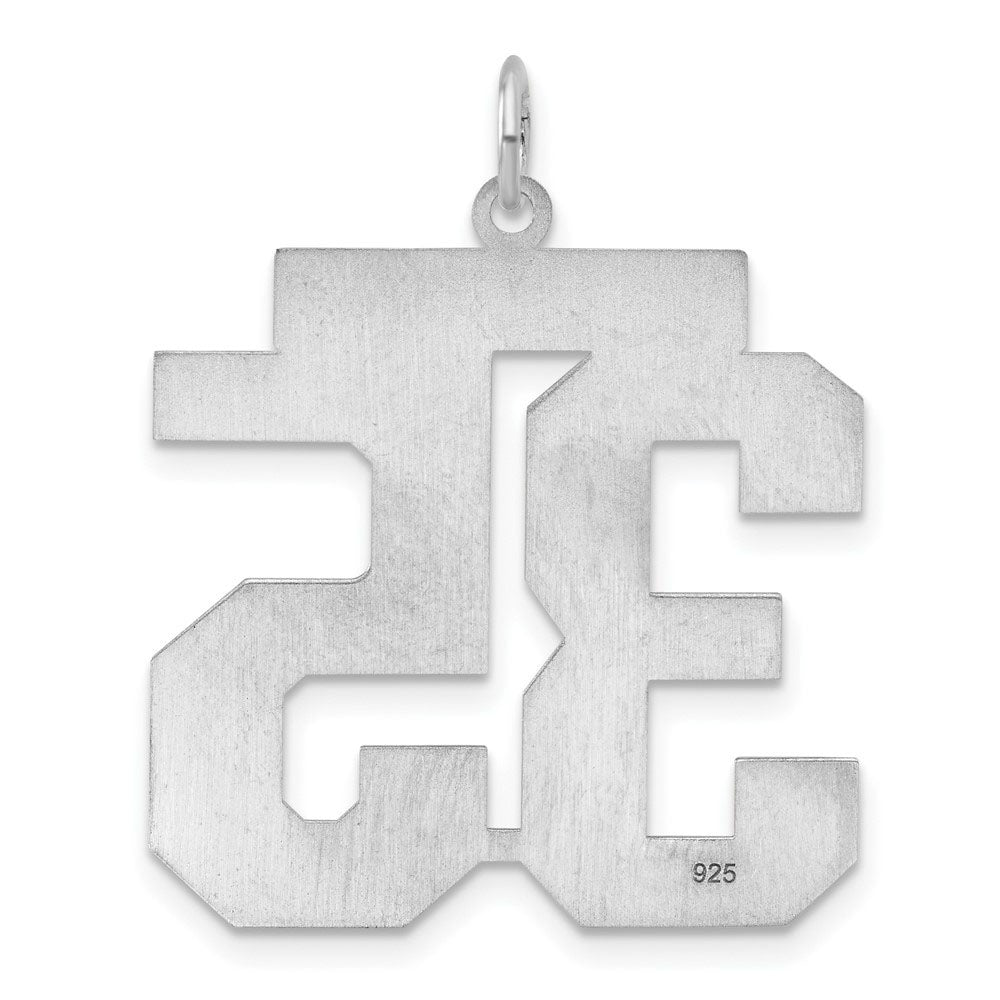 Alternate view of the Sterling Silver, Jersey Collection, Extra Large Number 35 Pendant by The Black Bow Jewelry Co.