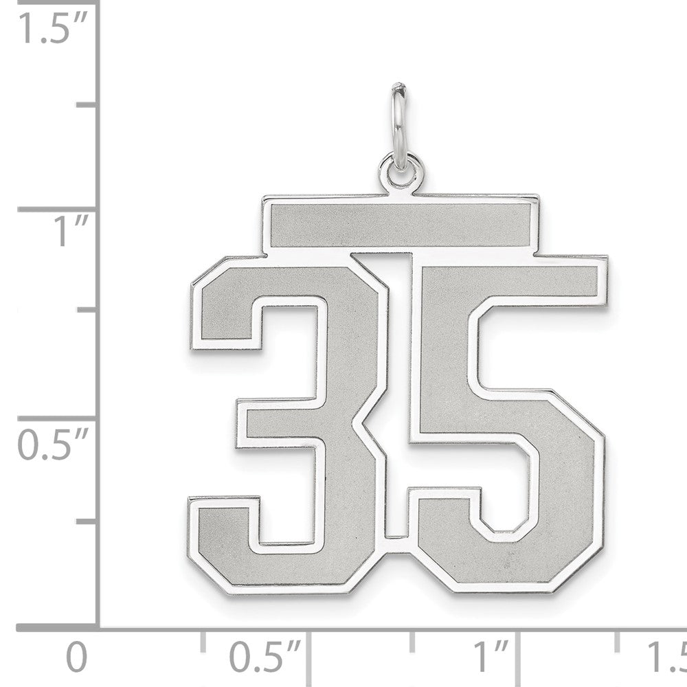 Alternate view of the Sterling Silver, Jersey Collection, Extra Large Number 35 Pendant by The Black Bow Jewelry Co.