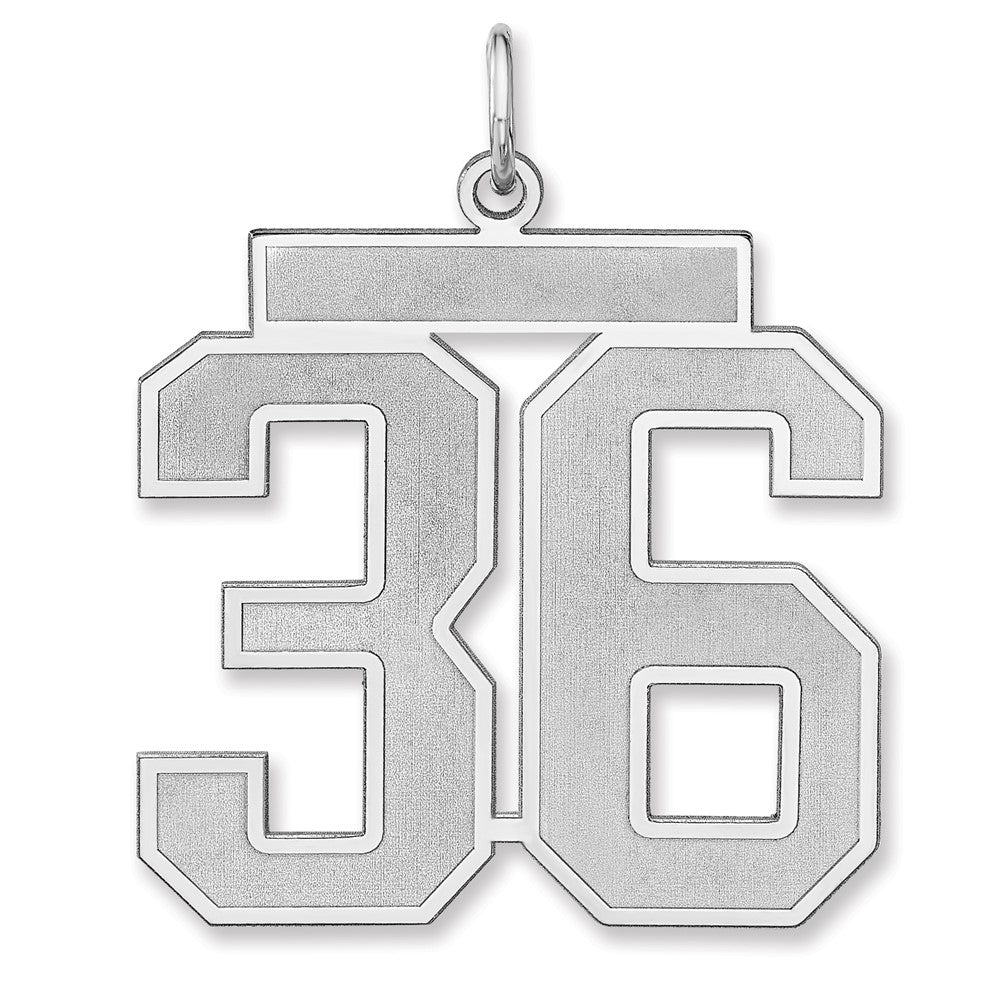 Sterling Silver, Jersey Collection, Extra Large Number 36 Pendant, Item P33459-36 by The Black Bow Jewelry Co.