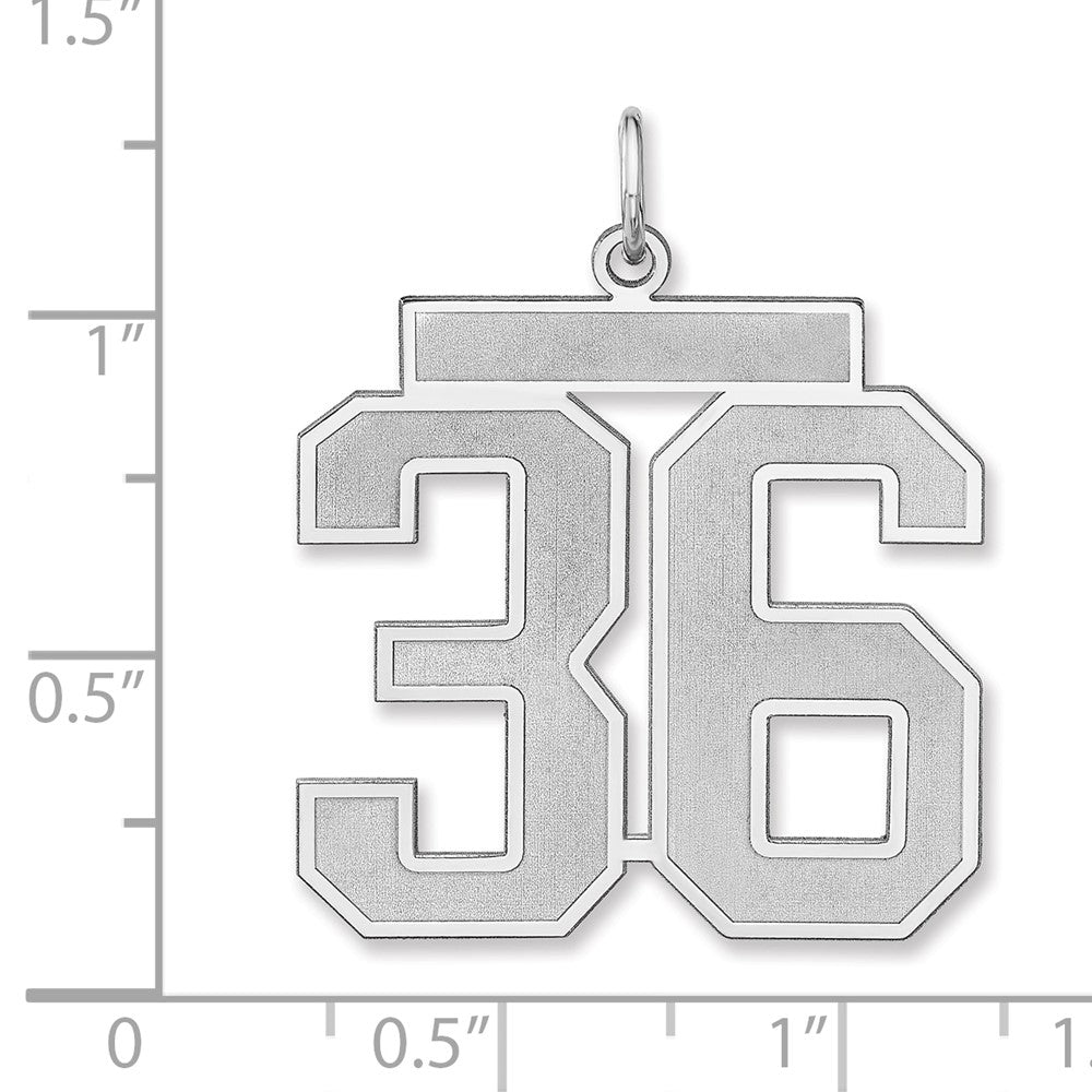 Alternate view of the Sterling Silver, Jersey Collection, Extra Large Number 36 Pendant by The Black Bow Jewelry Co.