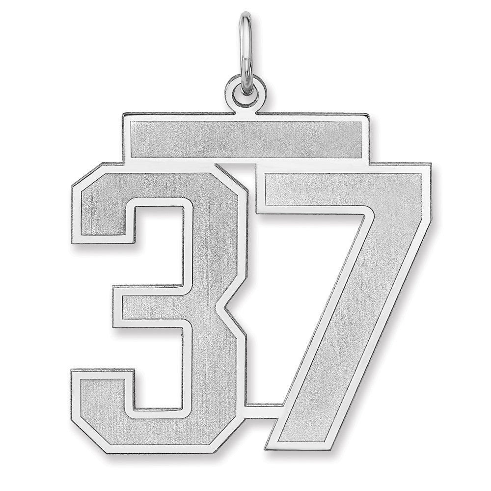 Sterling Silver, Jersey Collection, Extra Large Number 37 Pendant, Item P33459-37 by The Black Bow Jewelry Co.