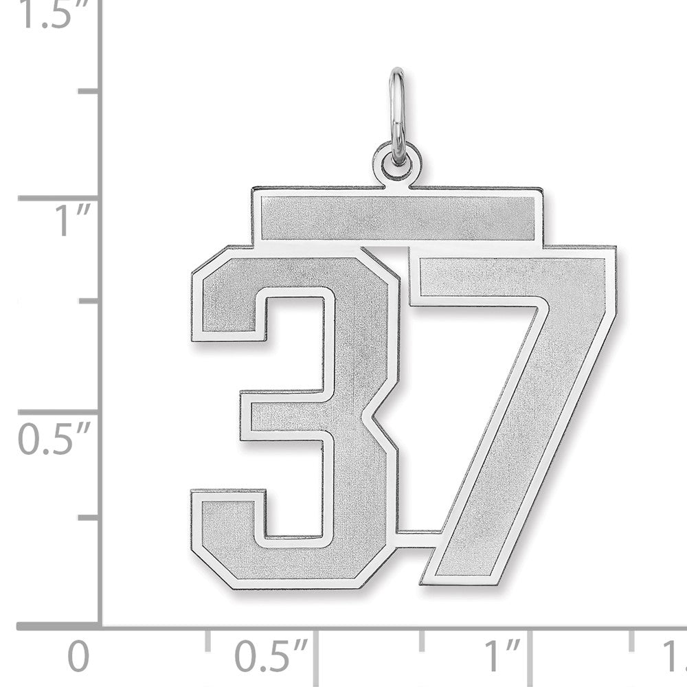 Alternate view of the Sterling Silver, Jersey Collection, Extra Large Number 37 Pendant by The Black Bow Jewelry Co.