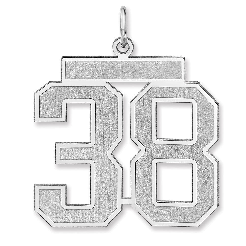 Sterling Silver, Jersey Collection, Extra Large Number 38 Pendant, Item P33459-38 by The Black Bow Jewelry Co.