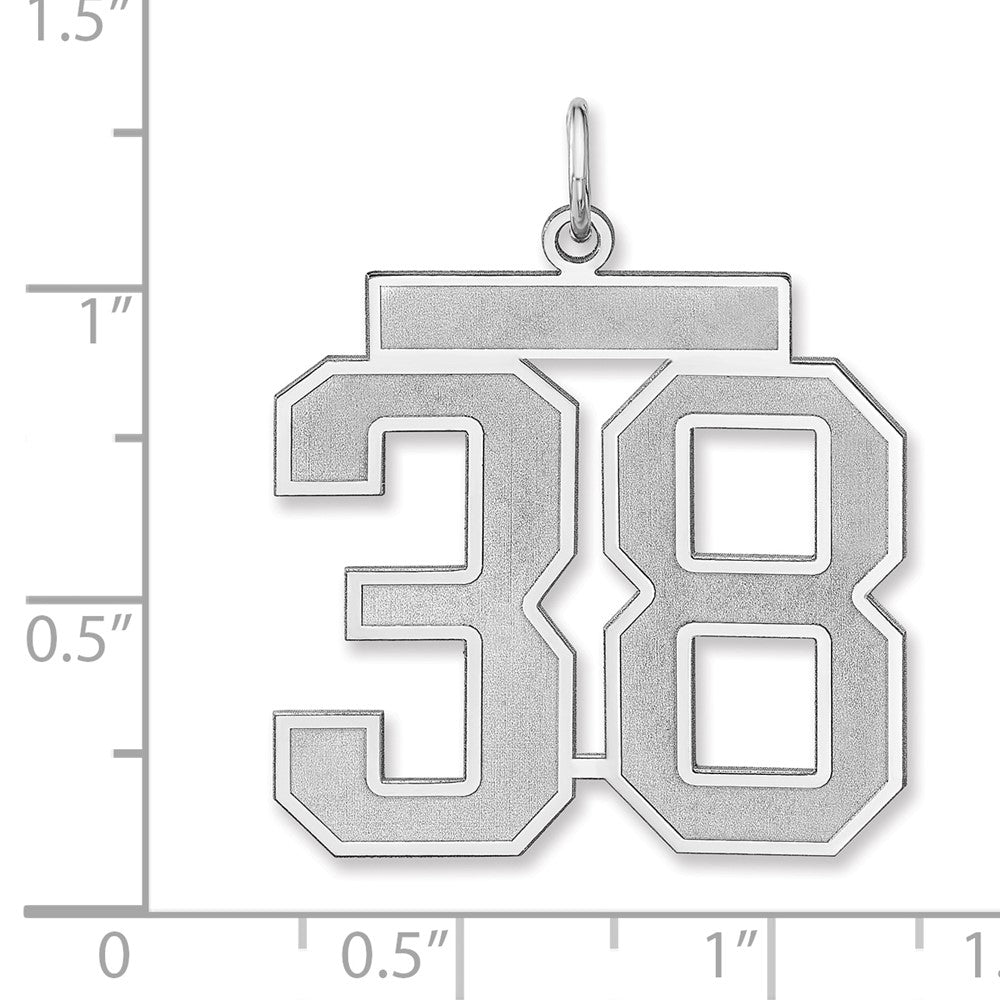 Alternate view of the Sterling Silver, Jersey Collection, Extra Large Number 38 Pendant by The Black Bow Jewelry Co.