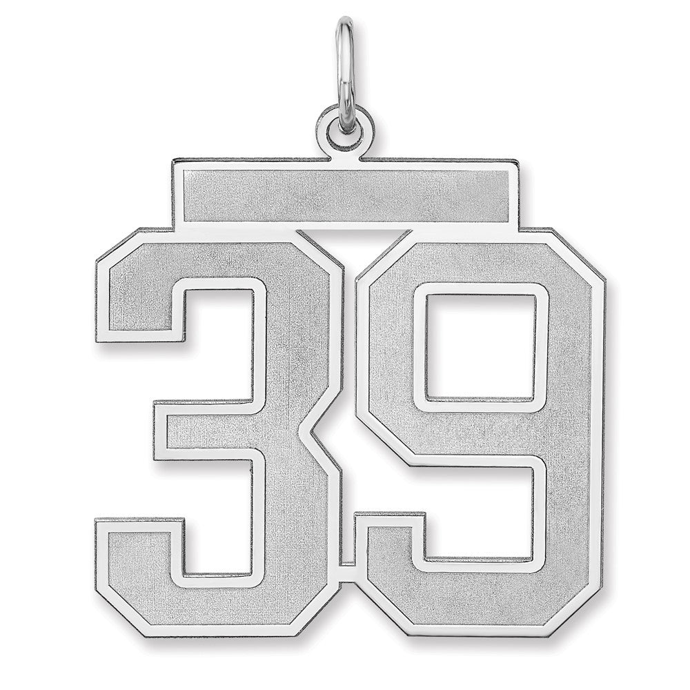 Sterling Silver, Jersey Collection, Extra Large Number 39 Pendant, Item P33459-39 by The Black Bow Jewelry Co.