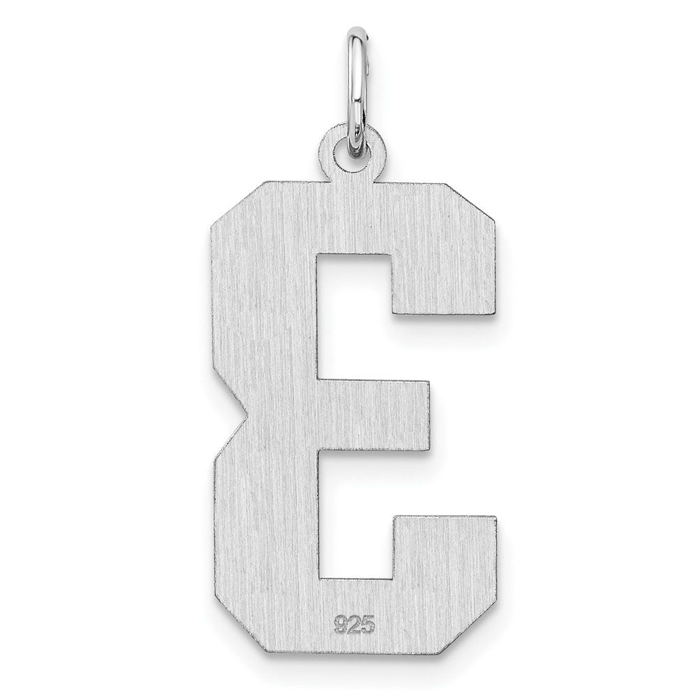 Alternate view of the Sterling Silver, Jersey Collection, Extra Large Number 3 Pendant by The Black Bow Jewelry Co.
