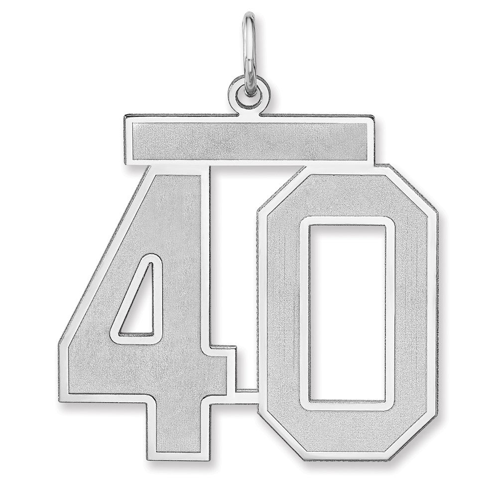 Sterling Silver, Jersey Collection, Extra Large Number 40 Pendant, Item P33459-40 by The Black Bow Jewelry Co.